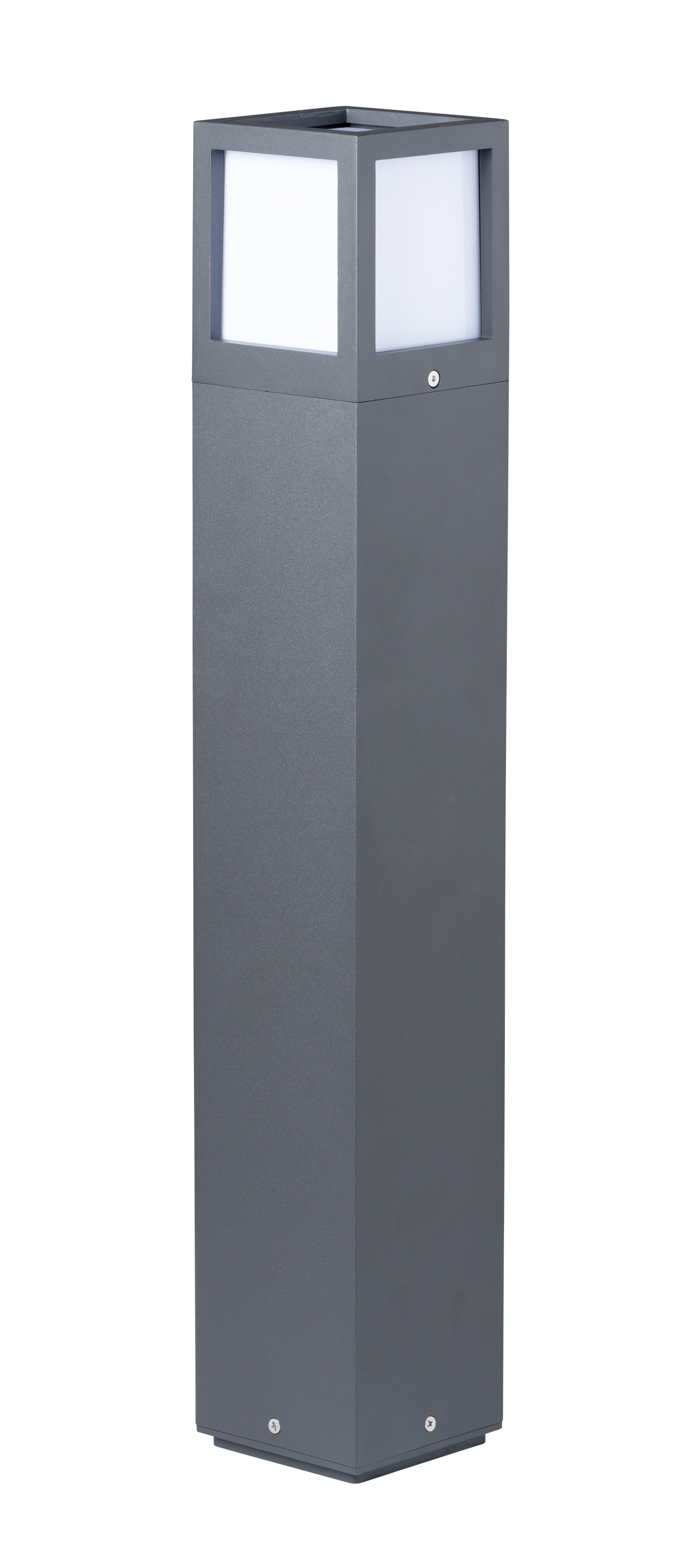 MONULUX E27, 650mm, Die-cast Aluminium Square Bollard, Dark Grey