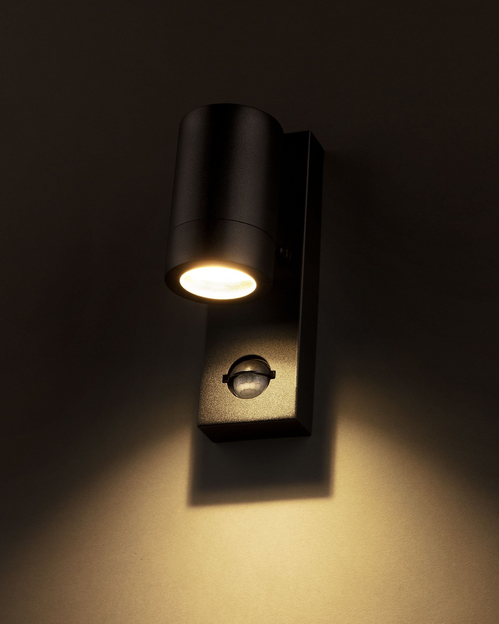 CANEFINCH MONO GU10 Wall Light, IP54, PIR, Single, Black